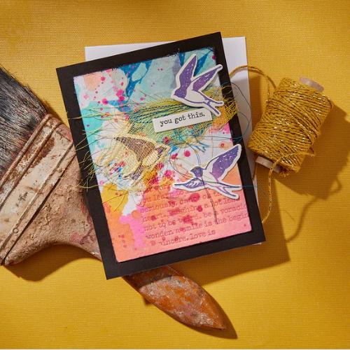 Spellbinders - Holding Your Heart Sentiments BetterPress Plates & Die Set from the Collaged Birds Collection by Dina Wakley