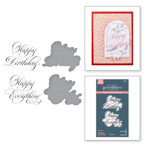 Spellbinders - Copperplate Happy Birthday and Everything BetterPress Plate & Die Set from the Copperplate Happy Everything Sentiments Collection by Paul Antonio
