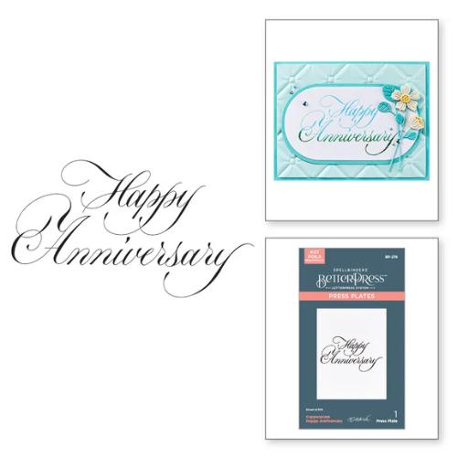 Spellbinders - Copperplate Happy Anniversary BetterPress Plate from the Copperplate Happy Everything Sentiments Collection by Paul Antonio