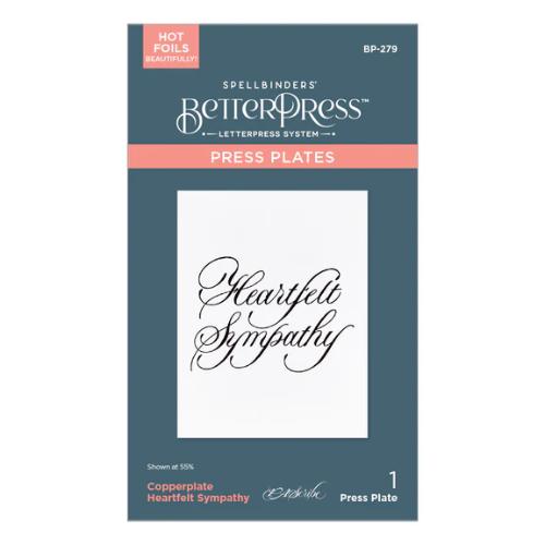 Spellbinders - Copperplate Heartfelt Sympathy BetterPress Plate from the Copperplate Happy Everything Sentiments Collection by Paul Antonio