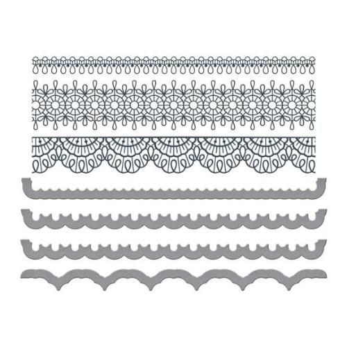 Spellbinders - Pressed Lace Borders Press Plate & Die Set from the Vivid Expressions Collection