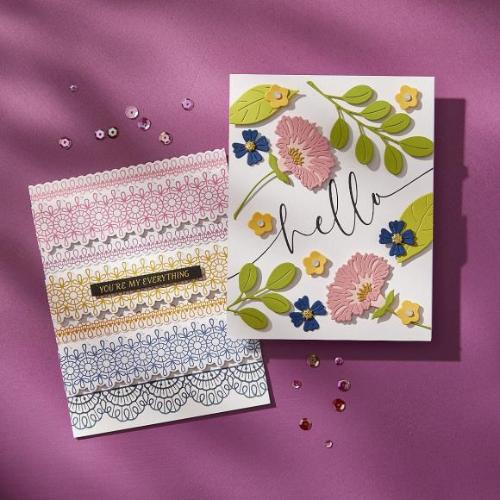 Spellbinders - Pressed Lace Borders Press Plate & Die Set from the Vivid Expressions Collection