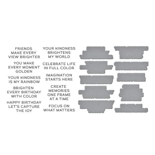 Spellbinders - Reel Color Sentiments BetterPress Plate & Die Set from the Take Note Collection