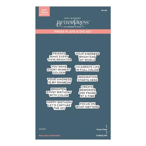 Spellbinders - Reel Color Sentiments BetterPress Plate & Die Set from the Take Note Collection