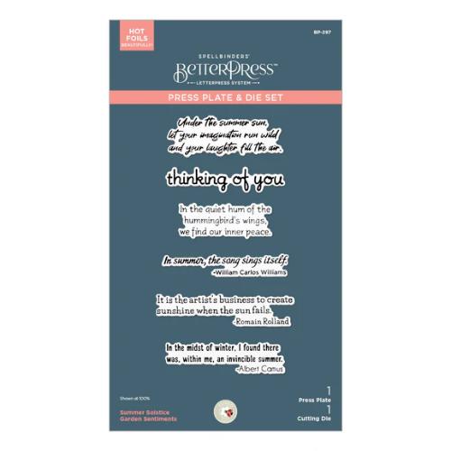 Spellbinders - Summer Solstice Garden Sentiments BetterPress Plate & Die Set from the Summer Solstice Garden Collection by Susan Tierney-Cockburn