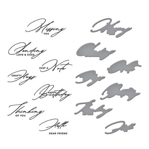 Spellbinders - Crafty Hugs Sentiments Press Plate & Die Set from the Yana's Daisies Collection by Yana Smakula