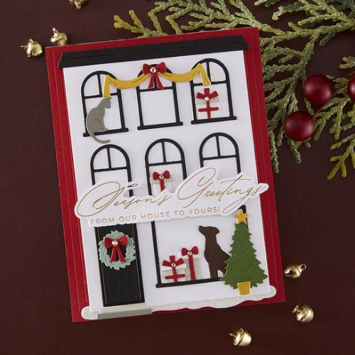 Spellbinders - Christmas Cheer Sentiments BetterPress Plate & Die Set from the City Holiday Collection by Yana Smakula
