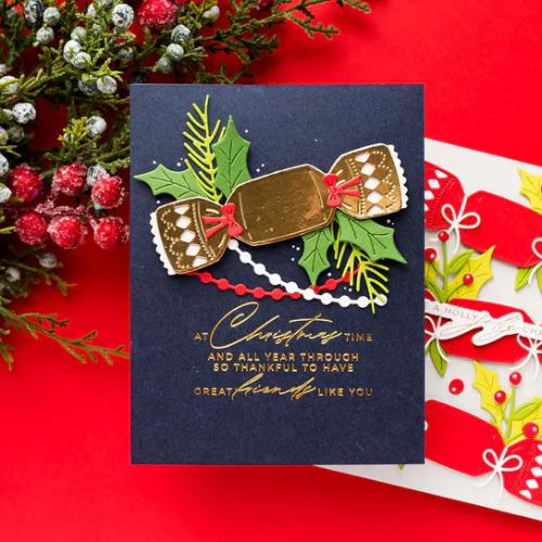 Spellbinders - Christmas Cheer Sentiments BetterPress Plate & Die Set from the City Holiday Collection by Yana Smakula