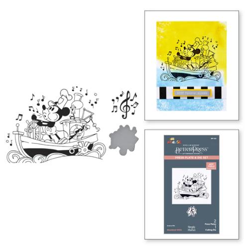 Spellbinders - Steamboat Willie Press Plate & Die Set from the Say Cheese Classic Mouse Collection