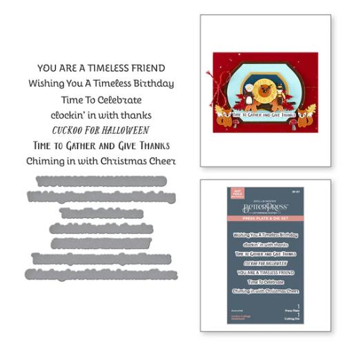 Spellbinders - Cuckoo Cottage Sentiments BetterPress Plate & Die Set from the Cuckoo Cottage Collection