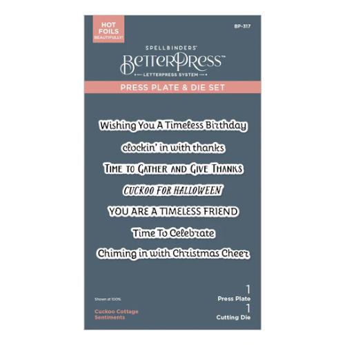 Spellbinders - Cuckoo Cottage Sentiments BetterPress Plate & Die Set from the Cuckoo Cottage Collection