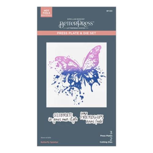 Spellbinders - Butterfly Splatter BetterPress Plate & Die Set from the Beautifully Imperfect Collection