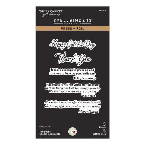 Spellbinders - The Poet's Garden Sentiments Press + Foil Plate & Die Set