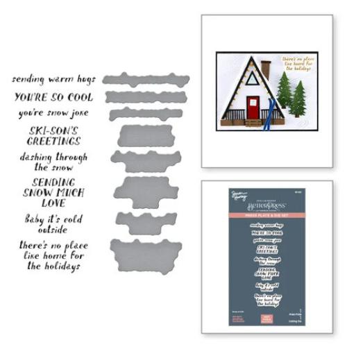 Spellbinders - Ski-son's Greetings Sentiments BetterPress Plate & Die Set from the Ski-son's Greetings Collection by Simon Hurley