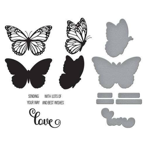 Spellbinders - Butterfly Silhouettes Registration Press Plate & Die Set from the Wildflowers Collection by Lisa Horton