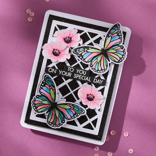 Spellbinders - Butterfly Silhouettes Registration Press Plate & Die Set from the Wildflowers Collection by Lisa Horton