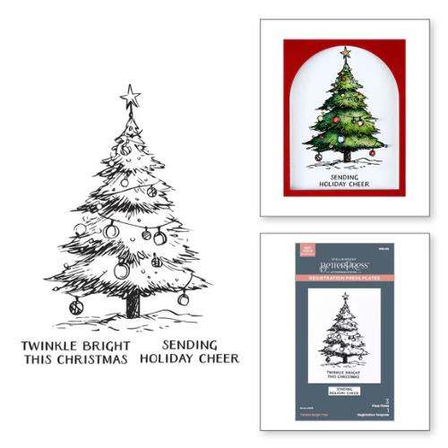 Spellbinders - Twinkle Bright Tree Registration BetterPress Plates from the Wonderland Collection