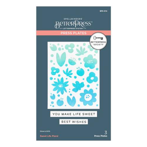 Spellbinders - Sweet Life Floral Press Plates & Die Set- BetterPress Society March 2025 - Postage as per Actual