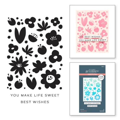 Spellbinders - Sweet Life Floral Press Plates & Die Set- BetterPress Society March 2025 - Postage as per Actual