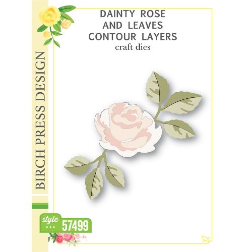 Birch Press - Dainty Rose and Leaves Contour Layers