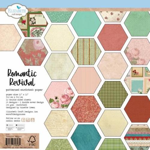 Elizabeth Craft Designs Romantic Revival 12x12 Inch Patterned Cardstock Paper (C036) - Postage as per Actual