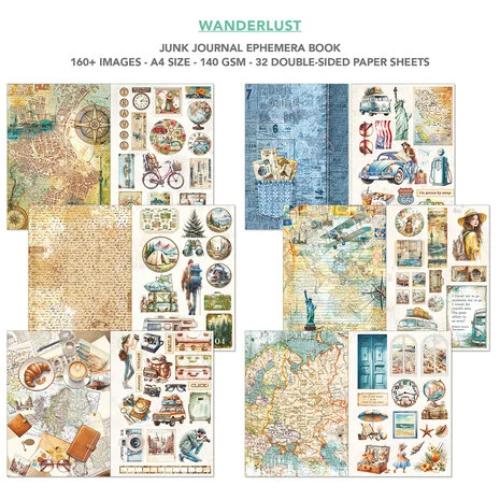 Ciao Bella Wanderlust A4 Junk Journal Ephemera Book (32pcs) (CBB006) - Postage as per Actual