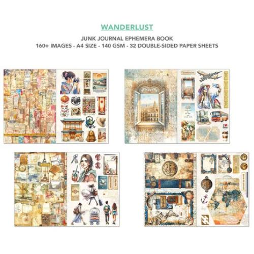 Ciao Bella Wanderlust A4 Junk Journal Ephemera Book (32pcs) (CBB006) - Postage as per Actual