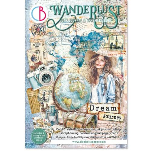 Ciao Bella Wanderlust A4 Junk Journal Ephemera Book (32pcs) (CBB006) - Postage as per Actual