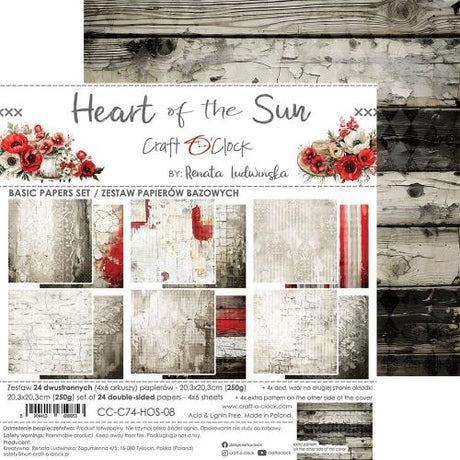 Craft O'Clock Heart of the Sun 8x8 Inch Basic Papers Set (CC-C74-HOS-08)