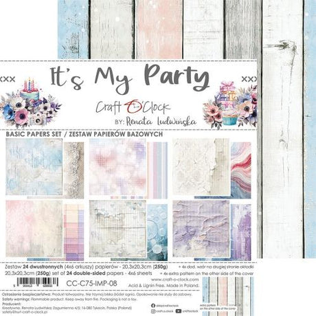 Craft O'Clock It's My Party 8x8 Inch Basic Papers Set (CC-C75-IMP-08)