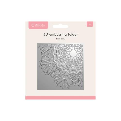 Crafter's Companion 3D Textured Embossing Folders 5.5x5.5 Inch Lace Doily (CC-EF5.5-3D-LADO)