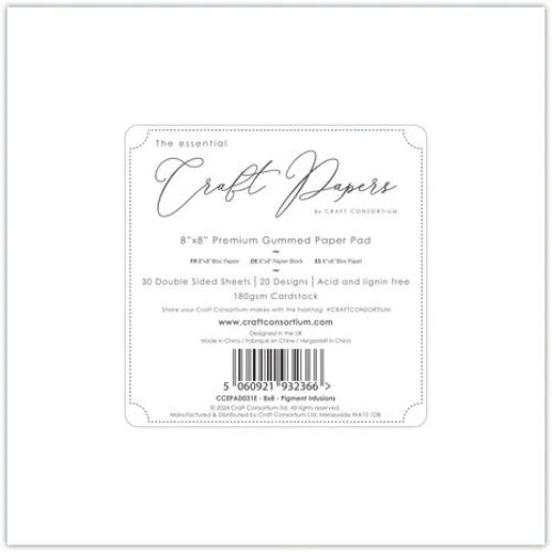 Craft Consortium Essential Craft Papers 8x8 Inch Paper Pad Pigment Infusions (CCEPAD031E)