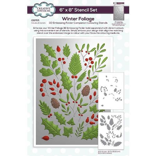Creative Expressions Winter Foliage Companion Colouring Stencil 6 in x 8 in Set of 2