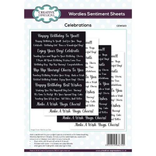 Creative Expressions Wordies Sentiment Sheets - Celebrations