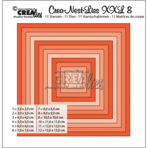 Crealies Crea-Nest-Lies XXL Dies No. 8 Smooth Squares, Full cm (CLNestXXL08)