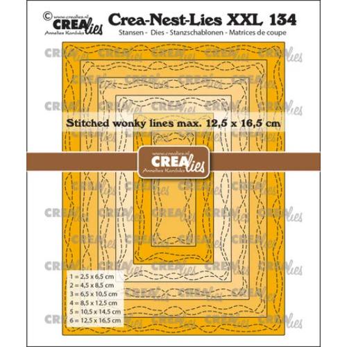 Crealies Crea-Nest-Lies XXL Dies No. 134 Rectangles with 2 Wonky Stitchlines (CLNestXXL134)