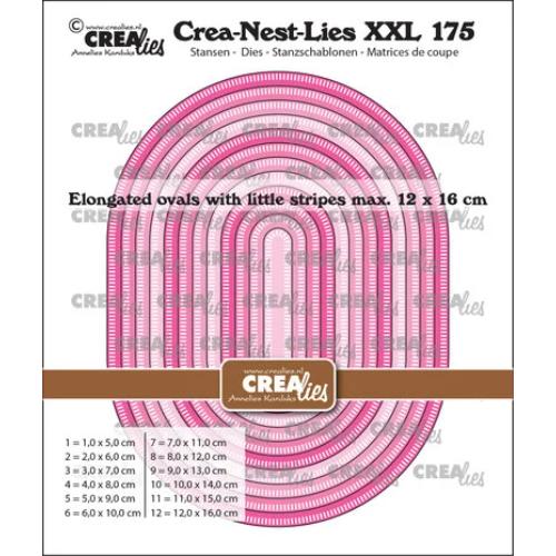 Crealies Crea-Nest-Lies XXL Dies No. 175 Elongated Ovals w/ Little Stripes (CLNestXXL175)