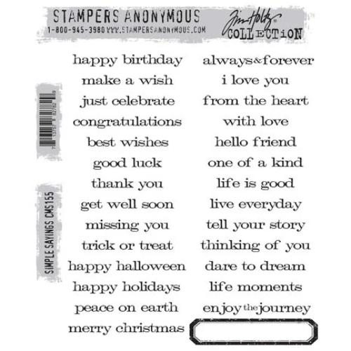 Stampers Anonymous Simple Sayings Tim Holtz Cling Stamps (CMS155)