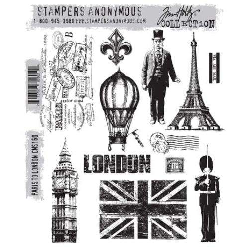 Stampers Anonymous Paris To London Tim Holtz Cling Stamps (CMS160)