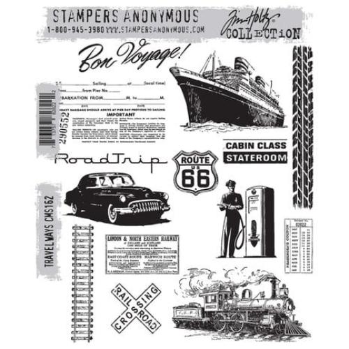 Stampers Anonymous Travel Ways Tim Holtz Cling Stamps (CMS162)
