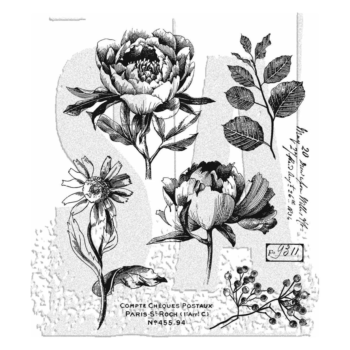 Tim Holtz Cling Mount Stamp: French Garden
