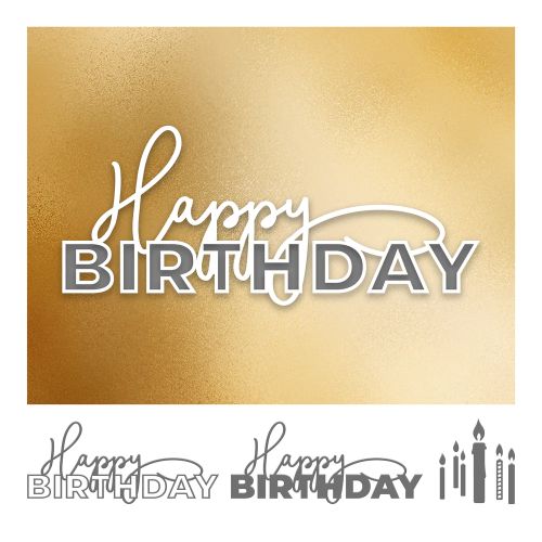 Couture Creations - Die - Elegance - Happy Birthday Layered Sentiment (5pc)