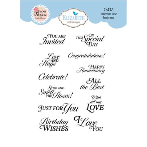 Elizabeth Craft Designs - Bohemian Rose Sentiments Stamp Set (CS432)
