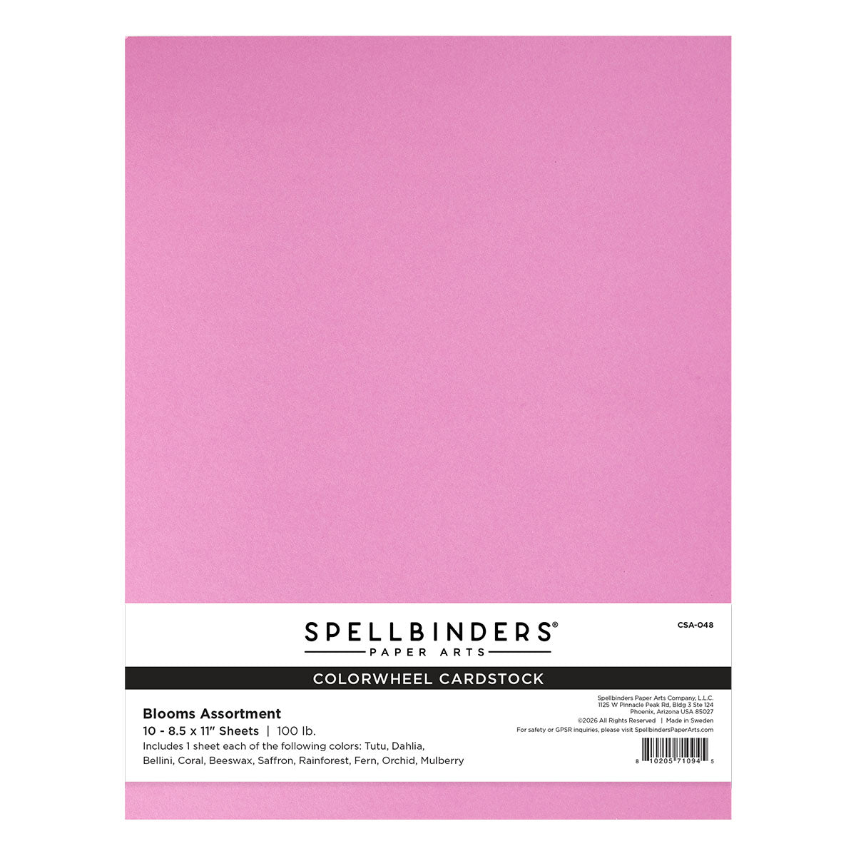 Spellbinders Blooms ColorWheel Cardstock Assortment 8.5 x 11" - 10 Sheets- Postage as per Actual