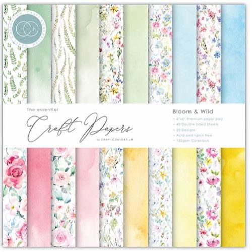 Craft Consortium Double-Sided Paper Pad 6"X6" 40/Pkg Bloom & Wild, 20 Designs