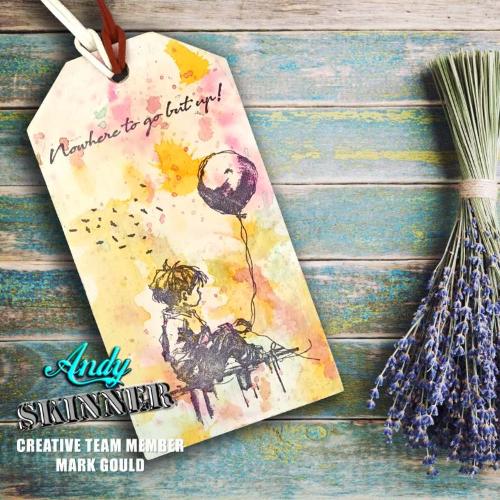 Andy Skinner Nowhere To Go But Up 3.5 in x 5.25 in Pre Cut Rubber Stamp