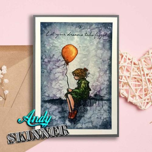 Andy Skinner Let Your Dreams Take Flight 3.5 in x 5.25 in Pre Cut Rubber Stamp