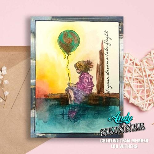 Andy Skinner Let Your Dreams Take Flight 3.5 in x 5.25 in Pre Cut Rubber Stamp