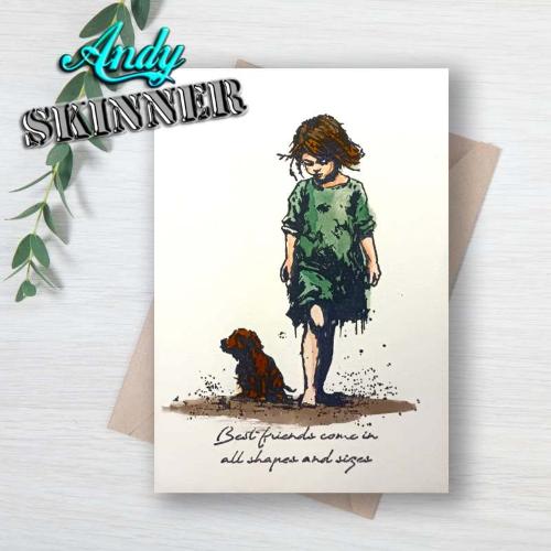 Andy Skinner Best Friends 3.5 in x 5.25 in Pre Cut Rubber Stamp