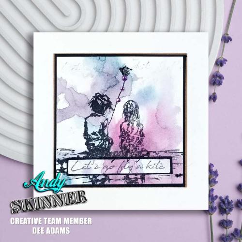 Andy Skinner Lets Go Fly A Kite 3.5 in x 5.25 in Pre Cut Rubber Stamp